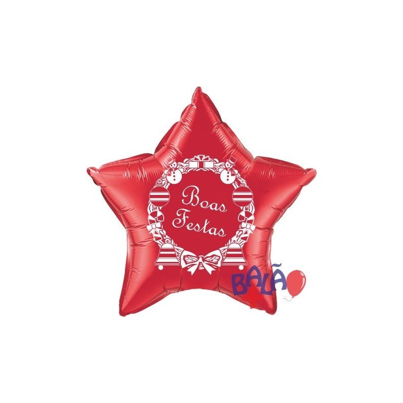 Globo Estrella Roja Boas Festas 48cm