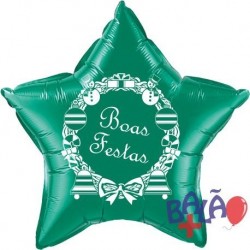Balão Foil Estrela de 18'' Verde Boas Festas