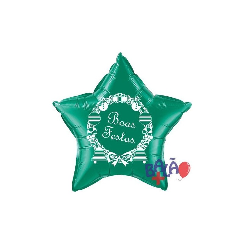 Balão Foil Estrela de 18'' Verde Boas Festas