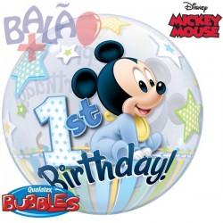 56cm Mickey Mouse 1st Birthday Bubble Balloon