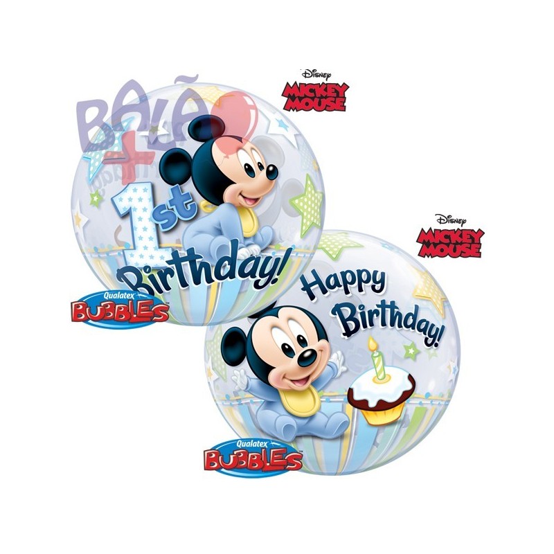 Balão Bubble Mickey Mouse 1st Birthday de 22''