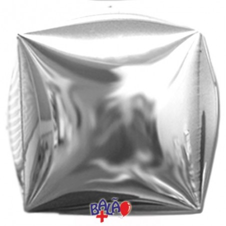 Balão Cubo de 81cm Prateado