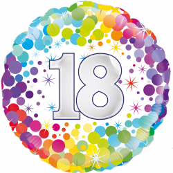 Balão Foil Redondo 18'' 18Th Colourful Confetti Birthday