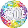 18'' 30th Colourful Confetti Birthday RoundFoil Balloon