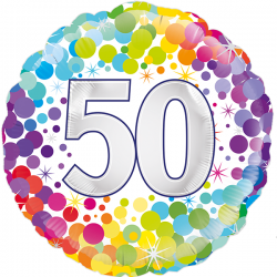 Balão Foil Redondo 18'' 50Th Colourful Confetti Birthday