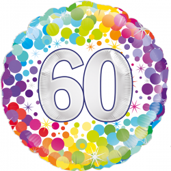 Balão Foil Redondo 18'' 60Th Colourful Confetti Birthday