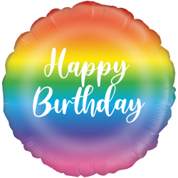 Balão Foil Redondo 18'' Rainbow Script Birthday
