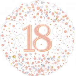 Balão Foil Redondo 18'' 18Th Sparkling Fizz Birthday White & Rose Gold Holographic