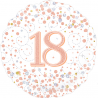 18'' 18Th Sparkling Fizz Birthday White & Rose Gold Holographic  Round Foil Balloon