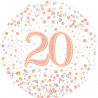 18'' 20Th Sparkling Fizz Birthday White & Rose Gold Holographic  Round Foil Balloon