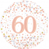 18'' 60Th Sparkling Fizz Birthday White & Rose Gold Holographic  Round Foil Balloon