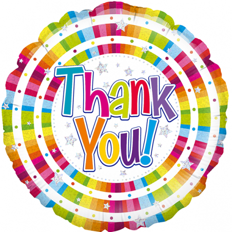 18'' Bright Thank You Holographic  Round Foil Balloon