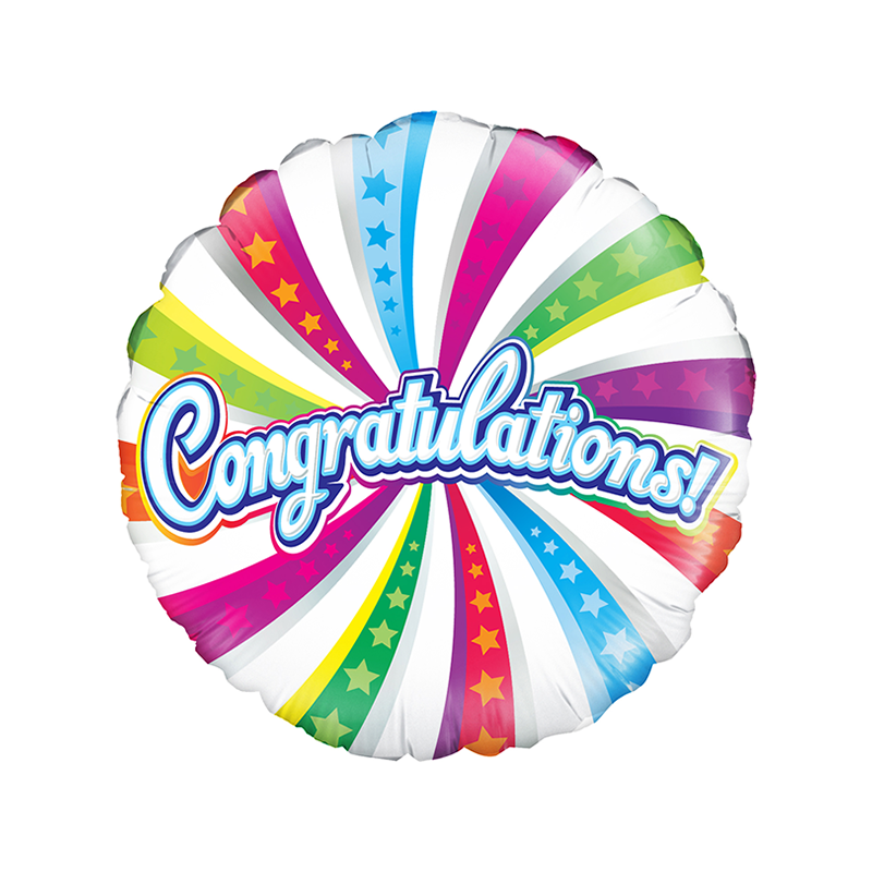 18'' Congratulations Swirl Round Foil Balloon