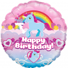 Balão Foil Redondo 18'' Unicorn Rainbow Birthday Holographic