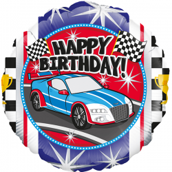 18'' Sports Car Birthday Metallic Round Foil Balloon