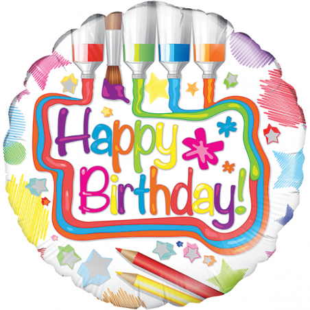 18'' Art Birthday Round Foil Balloon