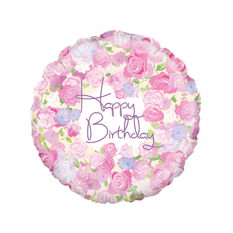Balão Foil Redondo 18'' Vintage Floral Birthday