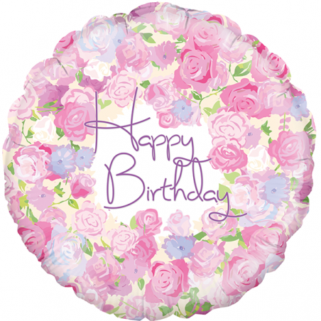 Balão Foil Redondo 18'' Vintage Floral Birthday