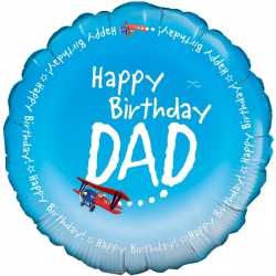 18'' Happy Birthday Dad Round Foil Balloon