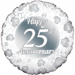 18'' Happy 25th Anniversary Round Foil Balloon