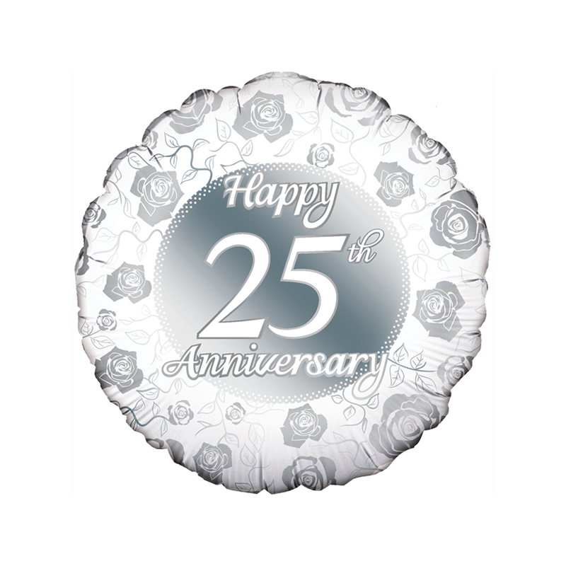 18'' Happy 25th Anniversary Round Foil Balloon