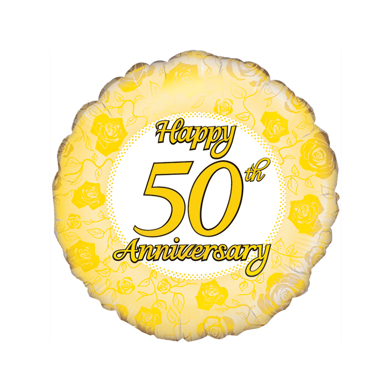 18'' Happy 50Th Anniversary Round Foil Balloon