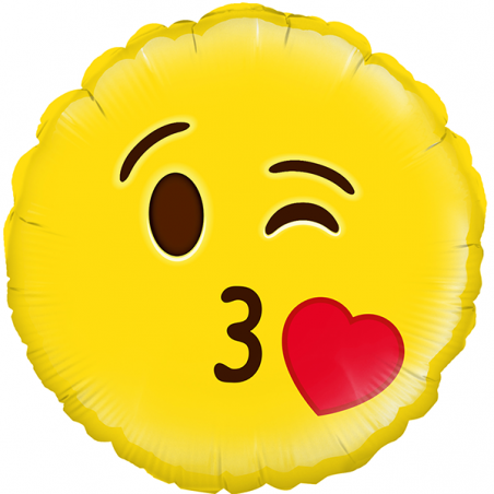 18'' Blow A Kiss Emoji Round Foil Balloon