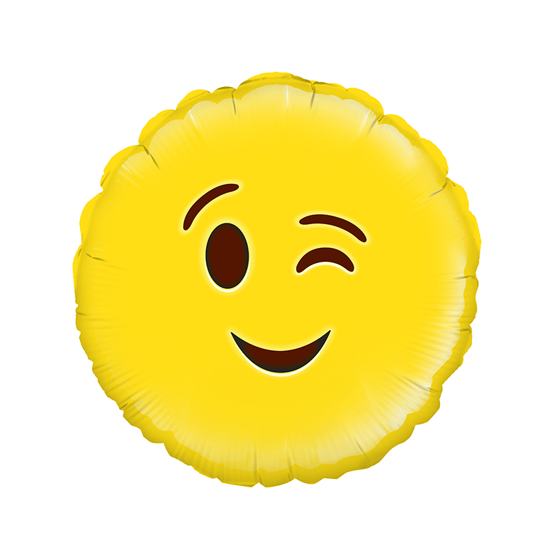 18'' Wink Emoji Round Foil Balloon