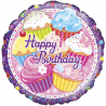 Balão Foil Redondo 18'' Cupcake Birthday Holographic