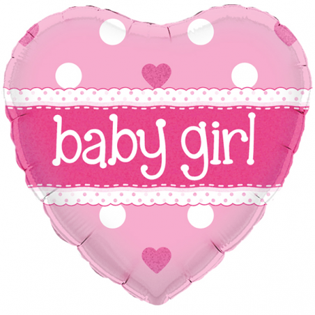 Balão Foil Coração 18'' Baby Girl Heart Holographic