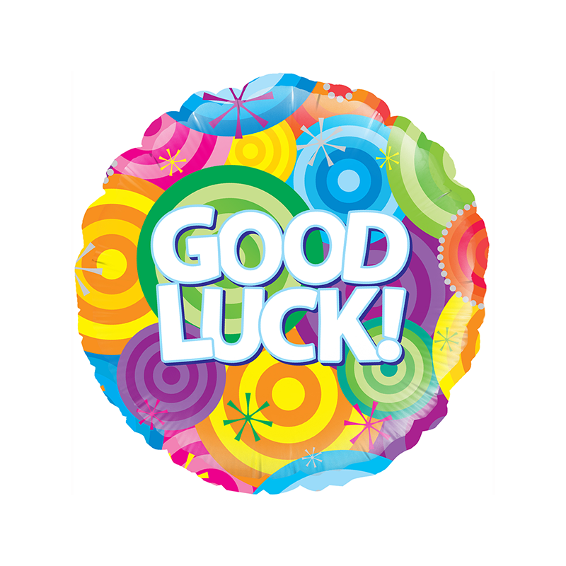 Balão Foil Redondo 18'' Good Luck Rainbow Circles