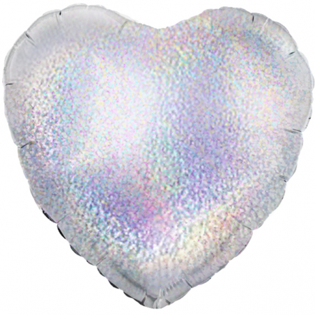 Balão Coração de 45cm Prateado Holográfico