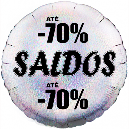 Balão de 45cm Saldos -70% Prateado Holográfico