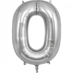 86cm Silver Number 0 Balloon