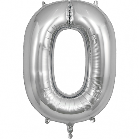 86cm Silver Number 0 Balloon