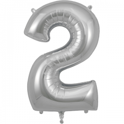 86cm Silver Number 2 Balloon