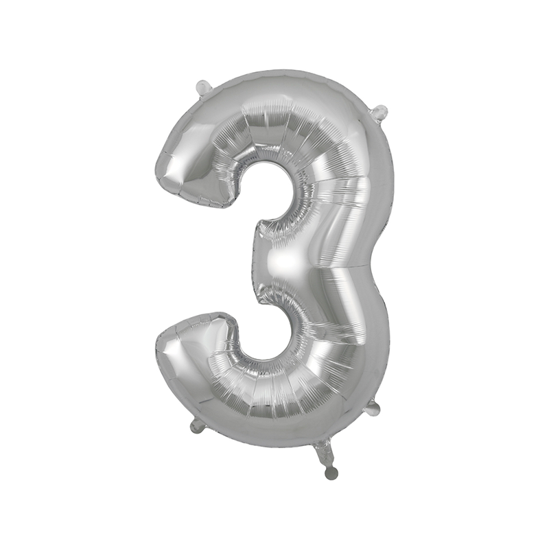 86cm Silver Number 3 Balloon