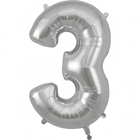 86cm Silver Number 3 Balloon