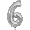 Globo Número 6 86cm Plata