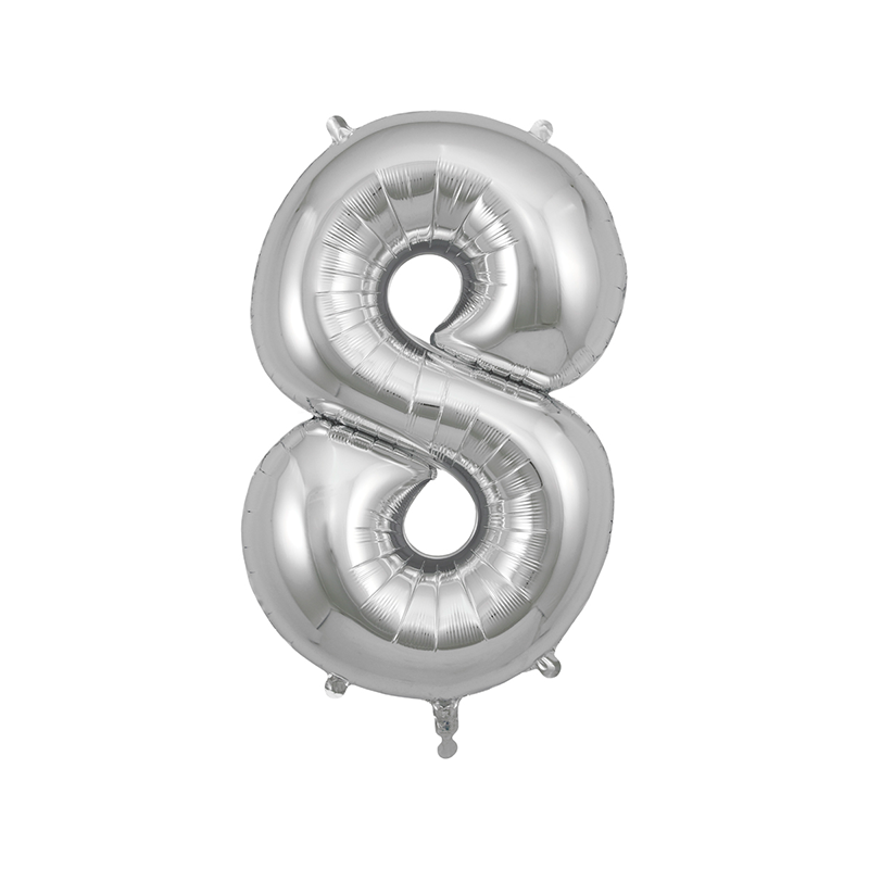 Globo Número 8 86cm Plata