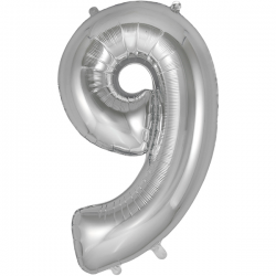 Balão Número 9 de 86cm Silver