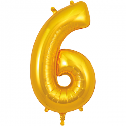 86cm Gold Number 6 Balloon