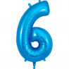 86cm Blue Number 6 Balloon