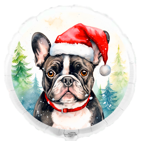 Balão de 45cm Buldogue Francês de Natal