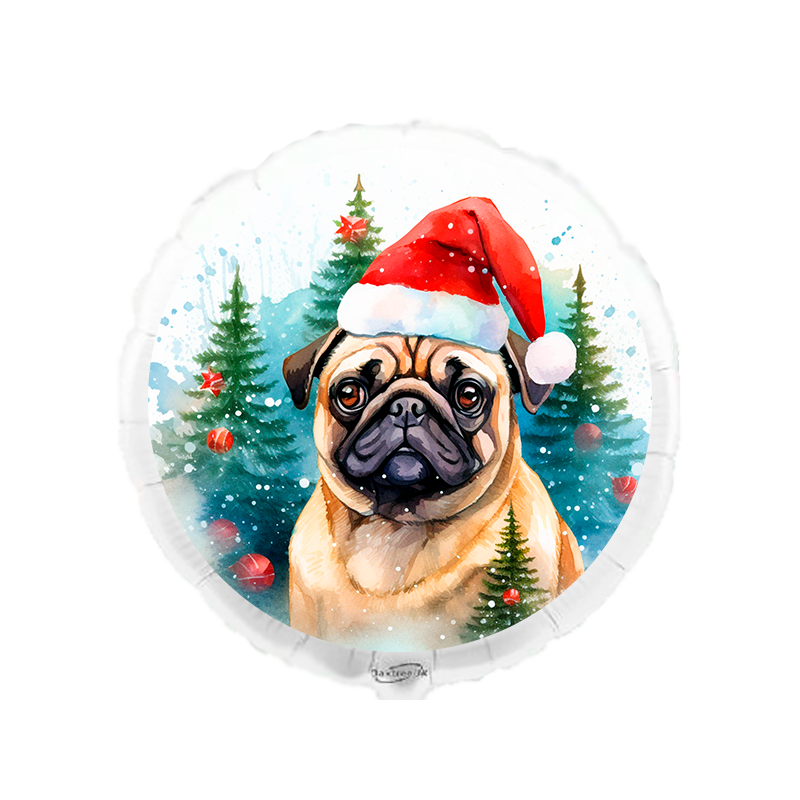45cm Christmas Pug Balloon