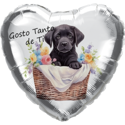 45cm Black Lab Gosto de Ti Balloon