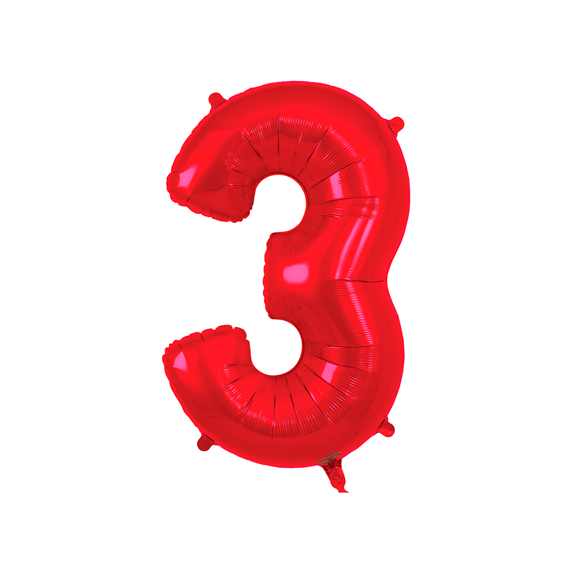 86cm Red Number 3 Balloon