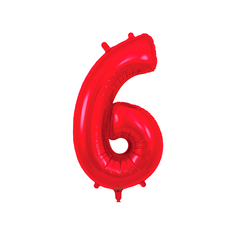 Globo Número 6 86cm rojo