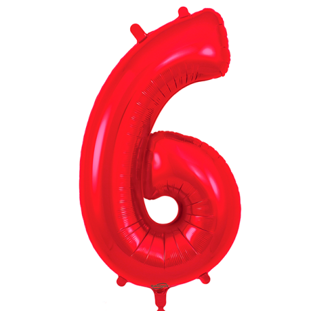 86cm Red Number 6 Balloon
