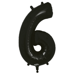 Balão Número 6 de 86cm Preto